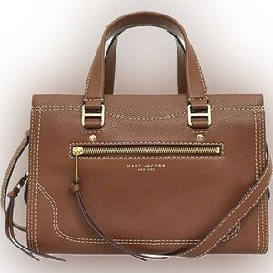 Marc Jacobs Brown Leather Satchel with Gold Accents
